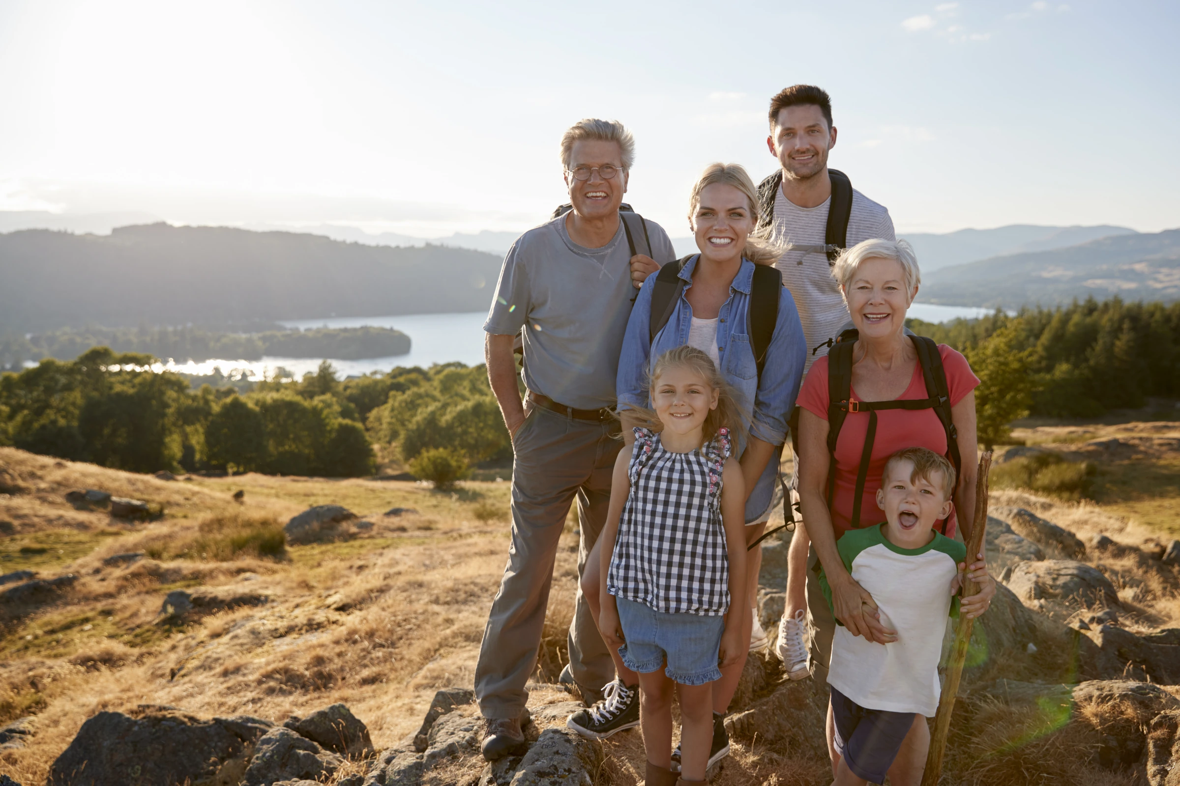 Multi-generation family enjoying time together outdoors